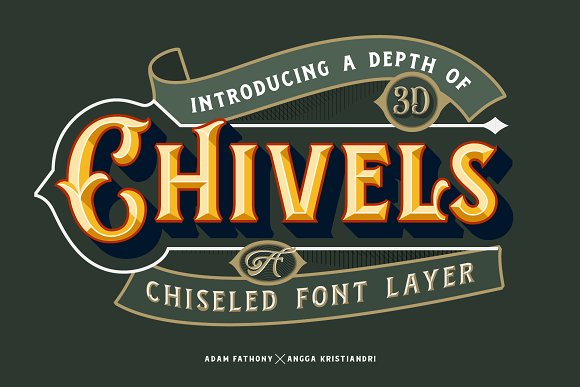 Chivels – Chiseled Vintage 3D Type素材之家精选英文字体