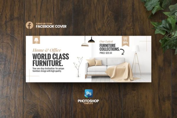 家具品牌/促销活动Facebook封面&amp;Banner素材库精选广告模板 Best Furniture Facebook Cover template