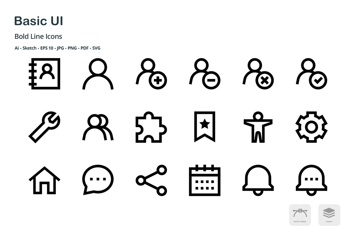 基础UI设计操作选项矢量线性素材库精选图标 Basic User Interface Mini Bold Line Vector Icons插图(5)