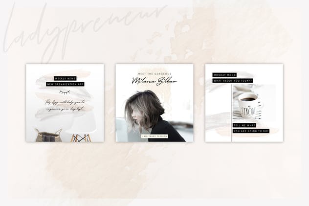 社交新媒体时尚潮流主题广告PSD动画模板素材库精选v3 ANIMATED Instagram Posts – So Female插图(6)