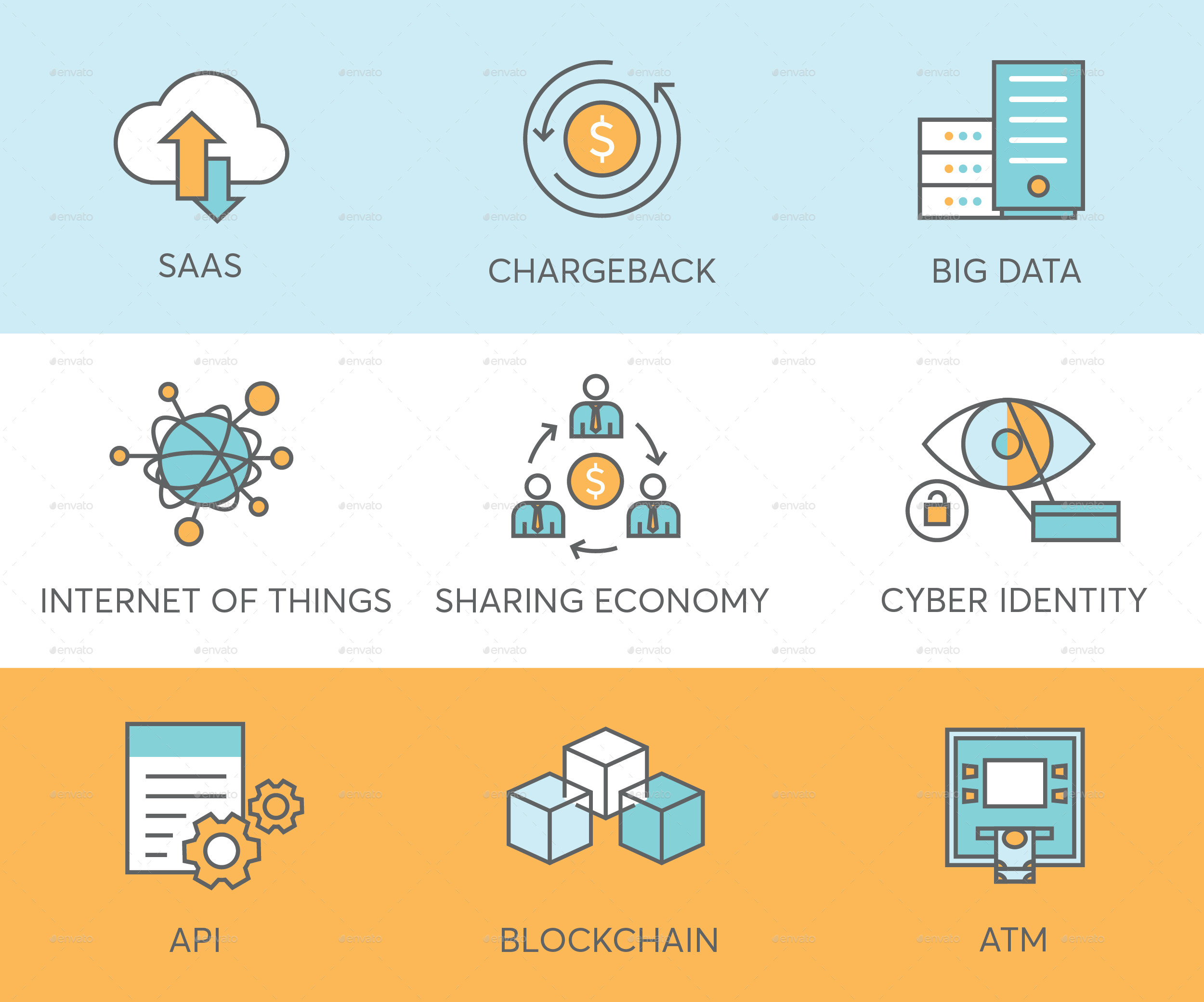 金融、支付和互联网主题图标集 Finance Icons插图