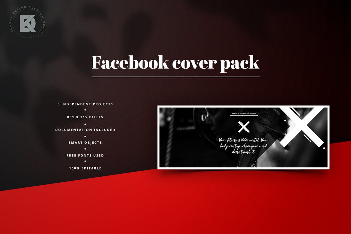 健身运动品牌Facebook封面设计模板素材库精选 Fitness & Gym Facebook Cover Pack插图(2)