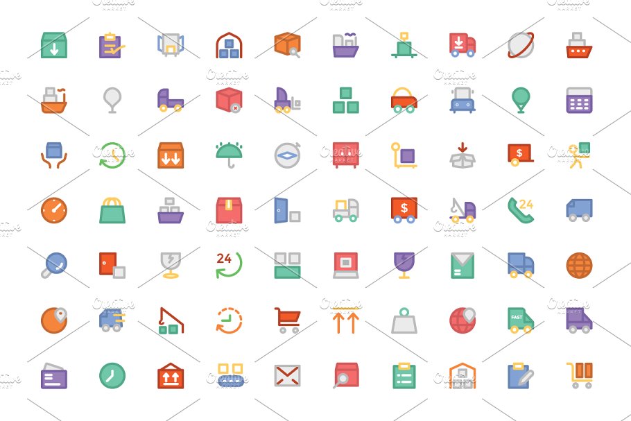 200+物流运输主题彩色图标 200+ Logistics Delivery Colored Icon插图(2)