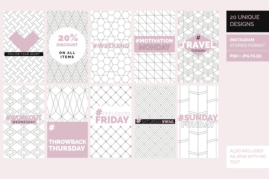 极简主义Instagram几何线条故事贴图模板素材库精选 Minimal Instagram Pack插图(10)