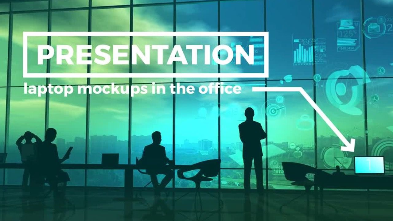 办公室里的笔记本电脑样机素材库精选AE模板