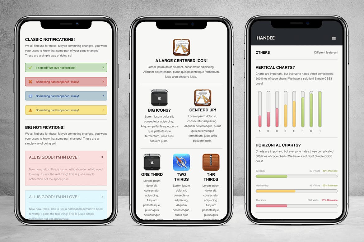 手机端/平板电脑H5网站模板素材库精选下载 Handee | Versatile Mobile and Tablet Template插图(2)
