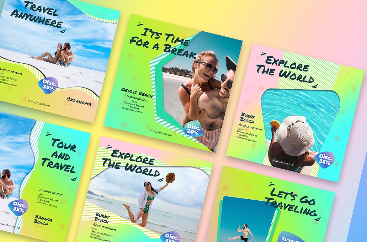 社交媒体新媒体旅游素材库精选广告模板 Social Media Traveller Minimalis插图(1)