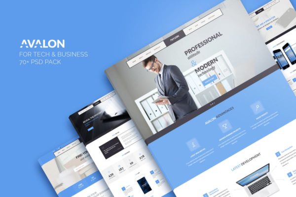 商业＆技术服务网站设计PSD模板素材库精选 Avalon — Business &amp; Technology PSD Template