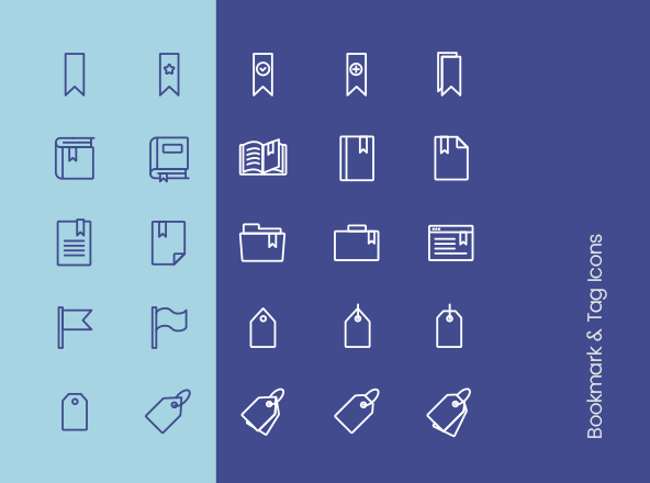 书签和标记矢量图标素材 Bookmark &amp; Tag Icons