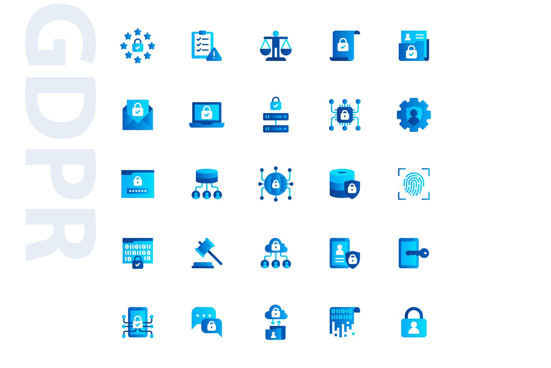 25枚GDPR通用数据保护条例主题扁平设计风格素材库精选图标 GDPR Flat插图(3)
