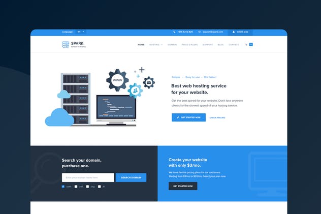 响应式数据管理&技术着陆页设计模板素材库精选 Spark – Responsive Hosting & Technology Template插图(2)