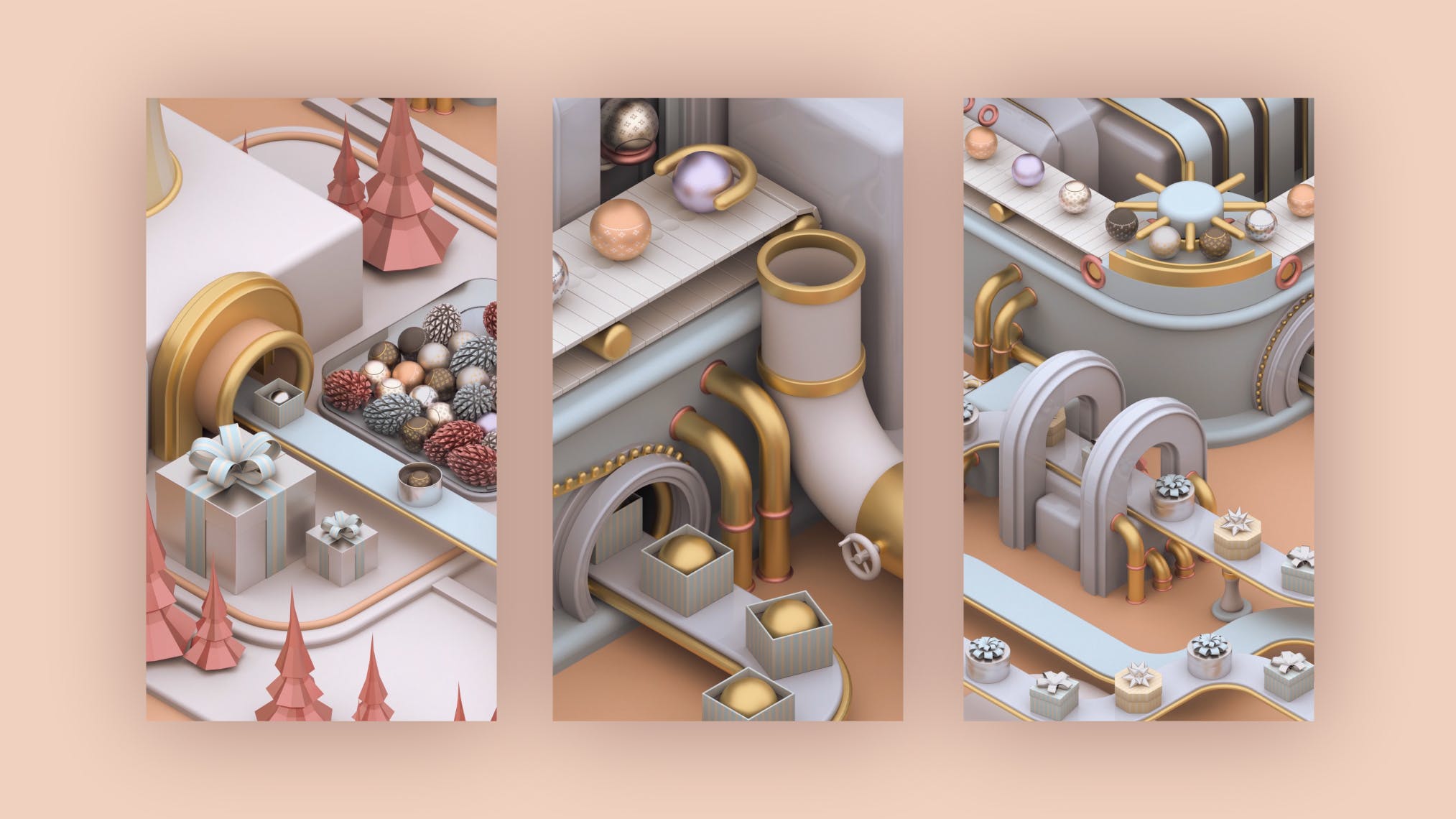 圣诞节3D建模工厂场景背景品牌故事/促销广告模板 Christmas Stories插图(4)