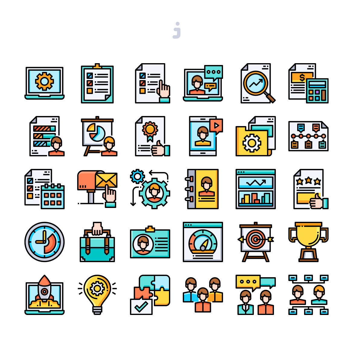 30枚项目管理主题彩色矢量图标素材 30 Project Management Icons插图(1)