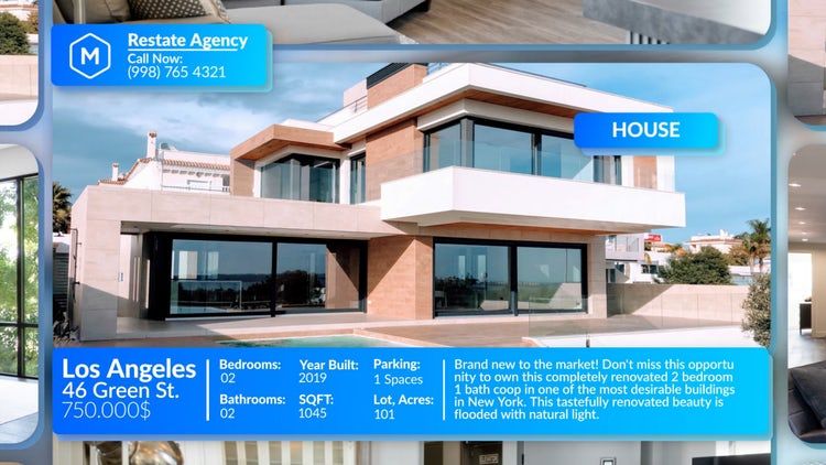 简洁设计的房地产促销幻灯片ae模板