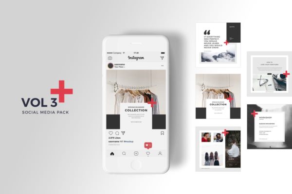 社交媒体跨平台贴图模板素材库精选合集v3 Social Media Pack Vol. 3