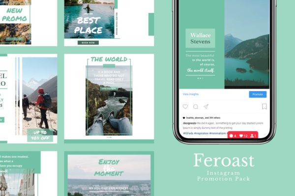 Instagram信息流设计模板素材库精选素材 Feroast – Instagram Feeds Pack