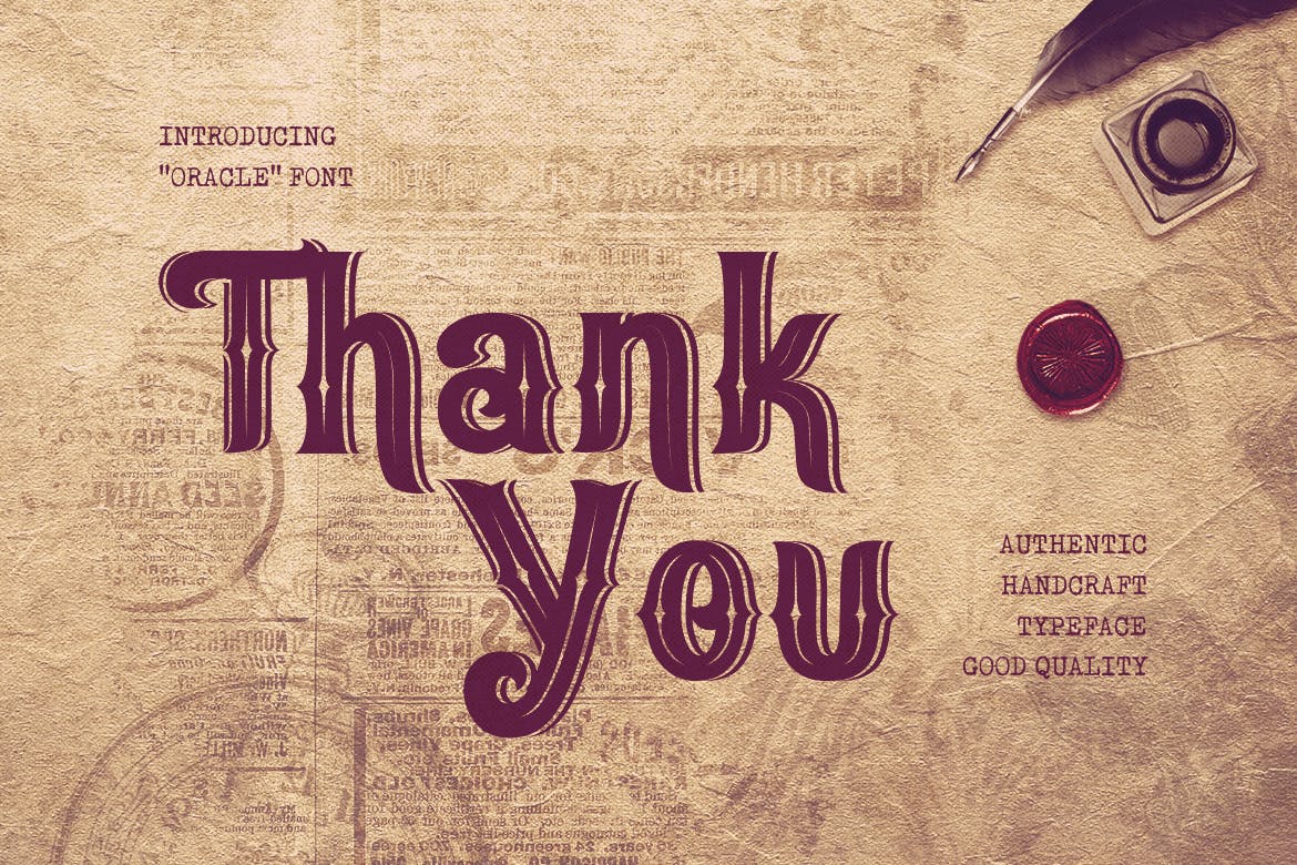 复古印刷排版风格英文衬线字体素材库精选 Oracle – Authentic Vintage Inline Font插图(8)