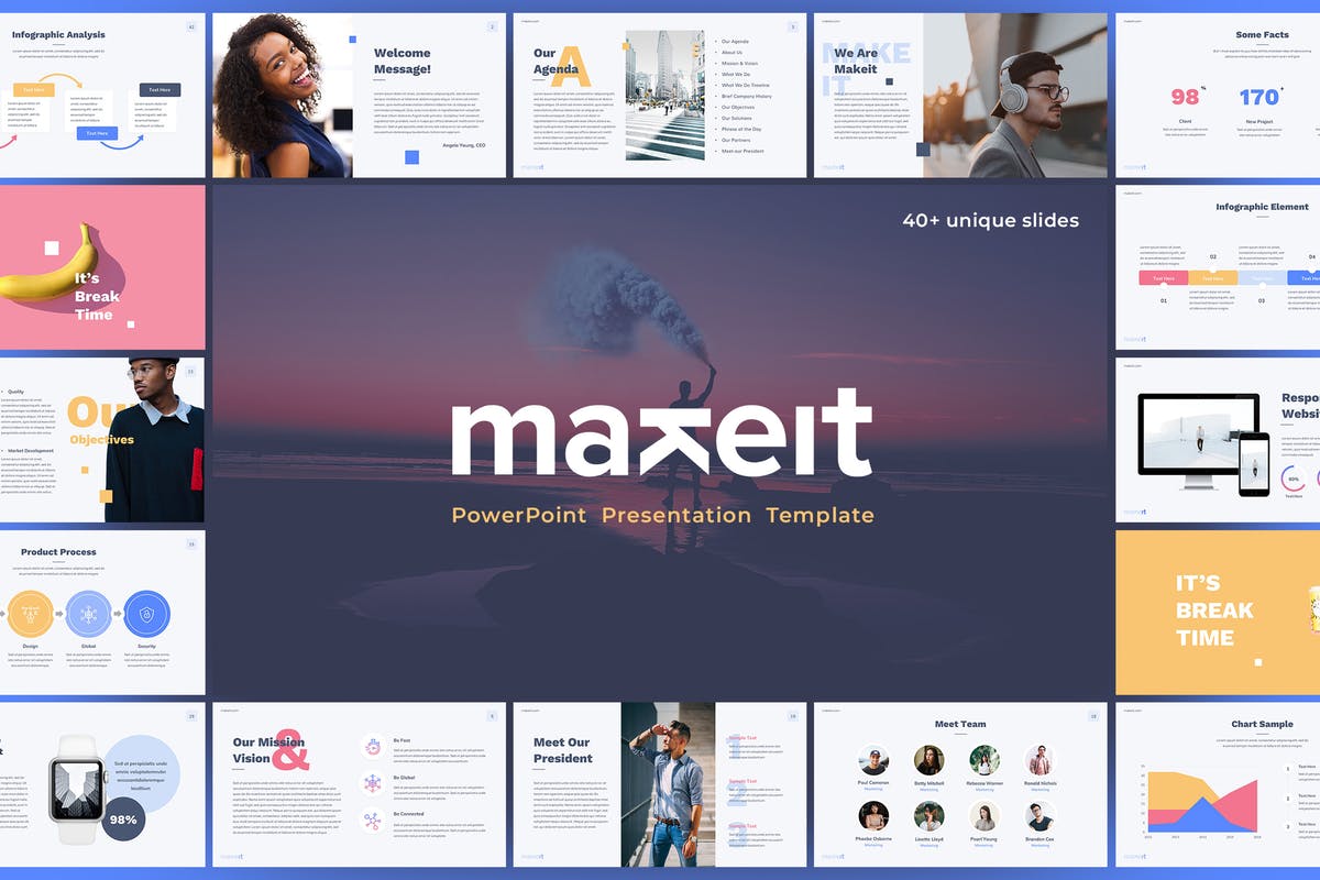 干净简约企业业务展示PPT幻灯片模板 Makeit – PowerPoint Presentation Template插图