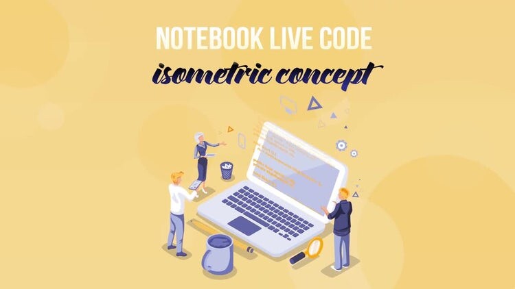 时尚专业的笔记本等距概念元素素材库精选AE模板