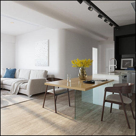 卧室客厅开放式厨房室内场景素材之家精选3D模型By Thanh Tuan