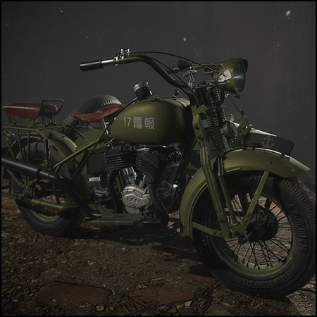 Kurogane Type 95式日本挎斗摩托车素材之家精选3D模型