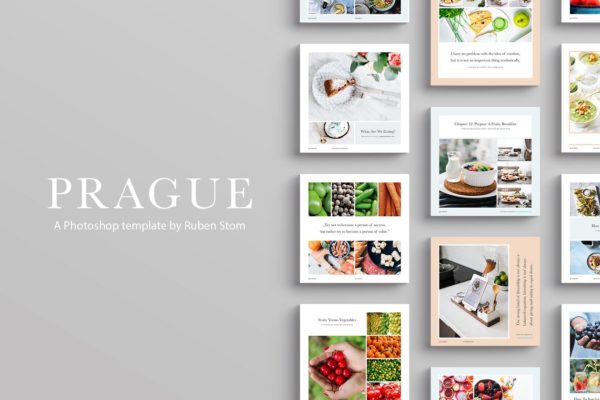 美食主题社交媒体贴图模板素材库精选 Prague Social Media Templates