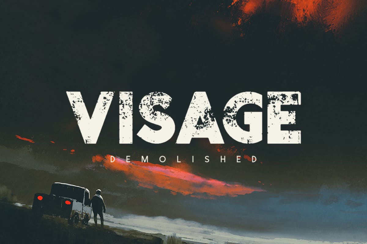 复古纹理装饰设计英文无衬线字体 Visage Demolished插图