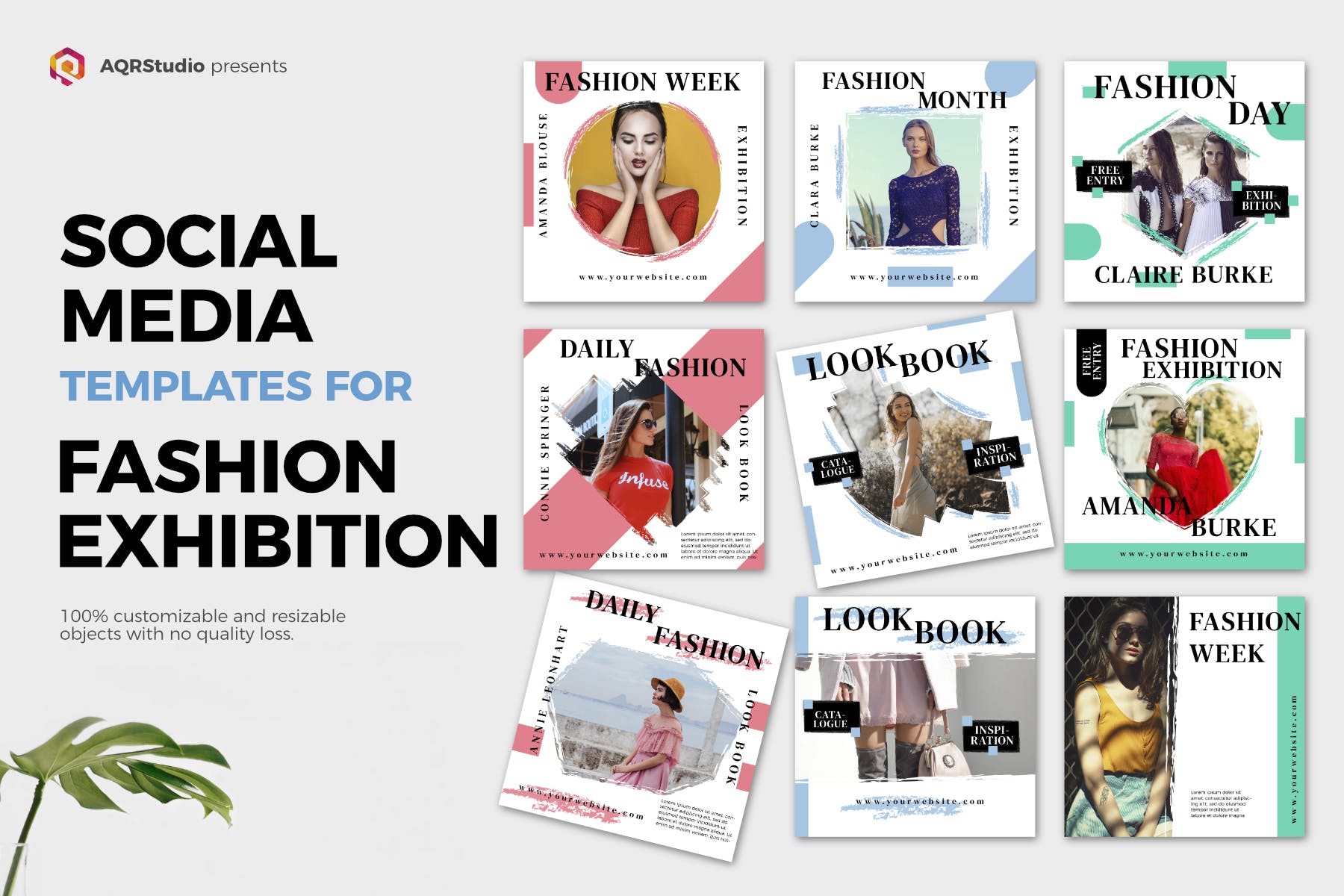 时尚品牌社交媒体推广设计模板素材库精选素材 Fashion Exhibition Media Banners插图