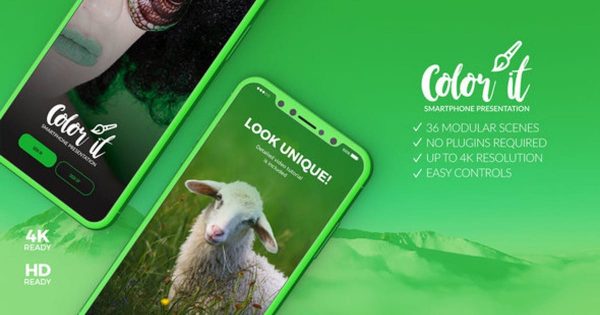 3D智能手机动态演示样机素材库精选AE模板 Color it – 3D Smartphone Presentation