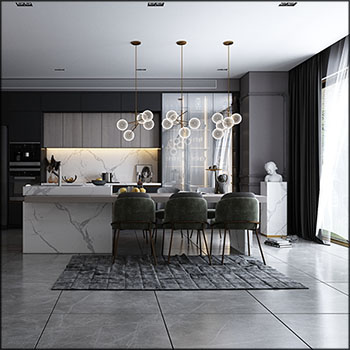 Kitchen室内厨房餐厅场景素材之家精选3D模型