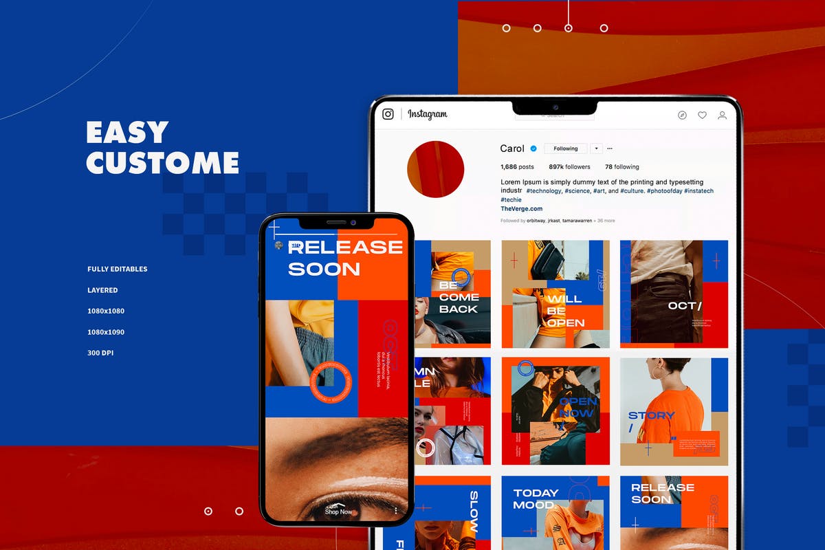 时尚美妆品牌适用的Instagram社交贴图设计模板素材库精选 Instagram Template插图(1)