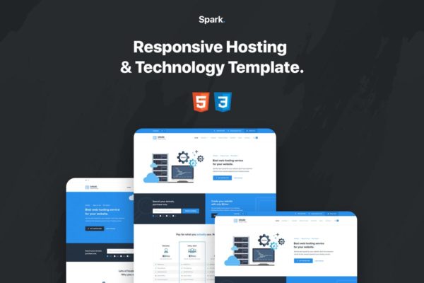 响应式数据管理&amp;技术着陆页设计模板素材库精选 Spark – Responsive Hosting &amp; Technology Template