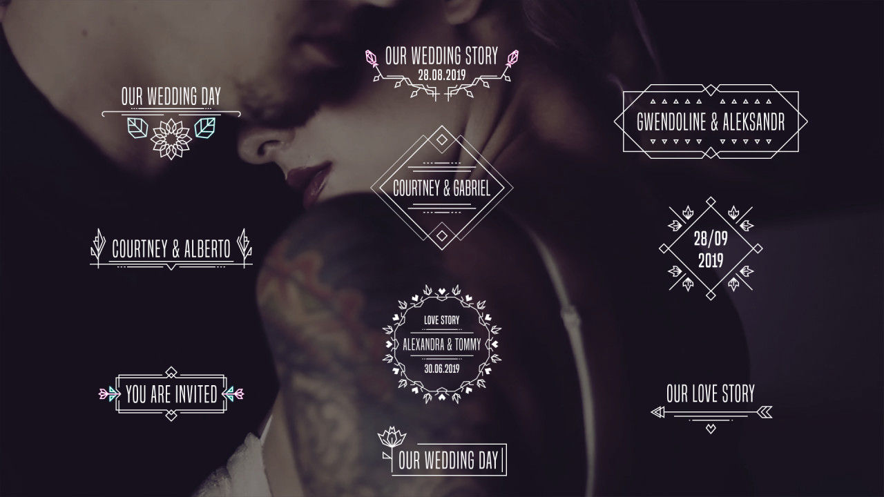 手绘画面故障特效婚礼标题素材库精选AE模板展示