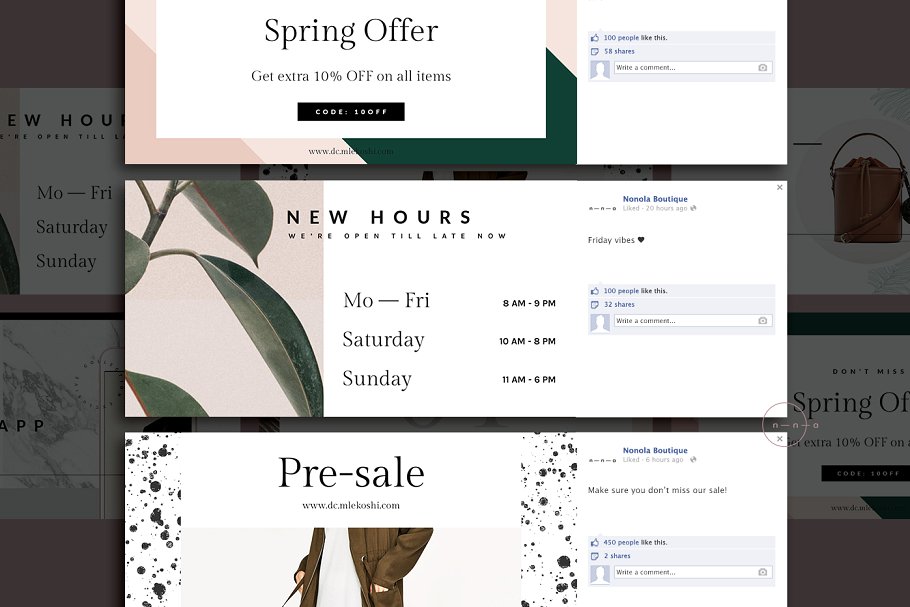 服装服饰主题社交媒体贴图模板素材库精选 Social Media Kit Ladypreneur • Renée插图(7)