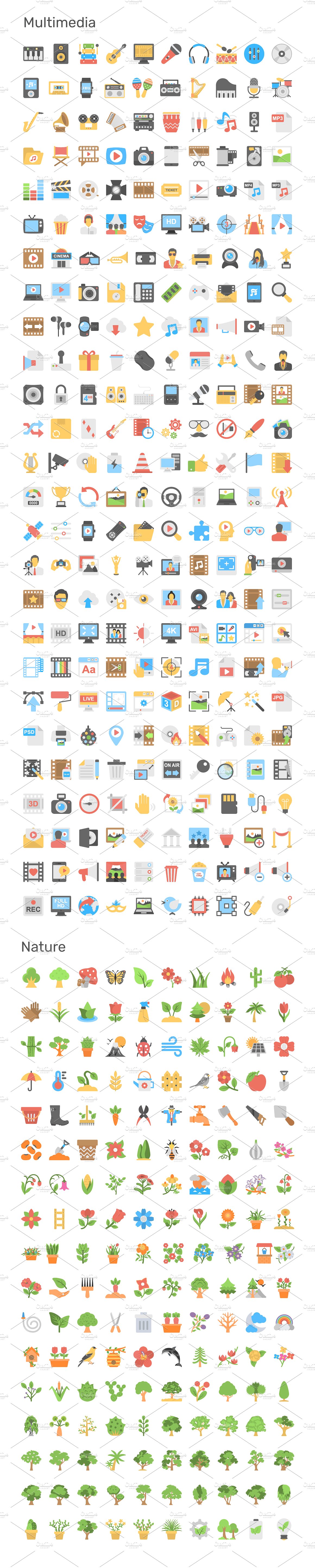 9690枚量贩式扁平化风格图标大礼包 9690 Flat Icons Pack插图(15)