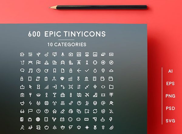 600枚精美小图标素材 Epic Tiny Icons（共10个分类）