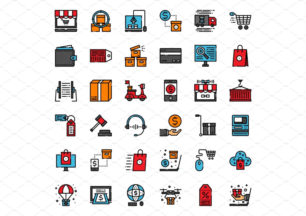 108枚网购主题矢量图标打包下载[EPS, SVG,AI,JPG ]插图(2)