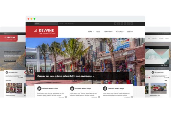 现代简约风响应式HTML5网站模板素材库精选 Devvine – Modern &amp; Clean Responsive Site Template