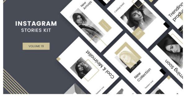 黑白简约风设计Instagram社交媒体品牌故事设计模板素材库精选 Instagram Stories Kit (Vol.19)