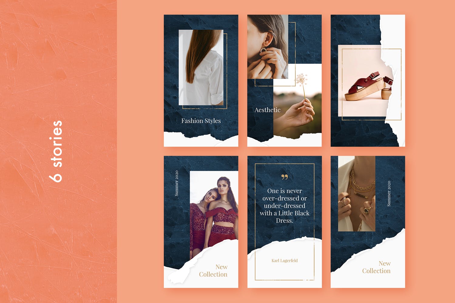 Instagram社交平台撕纸艺术风格图片设计模板素材库精选v6 Instagram Posts + Stories (Vol.6)插图(1)