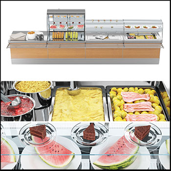 自助餐厅冷热菜肴点菜展示柜素材之家精选3D模型