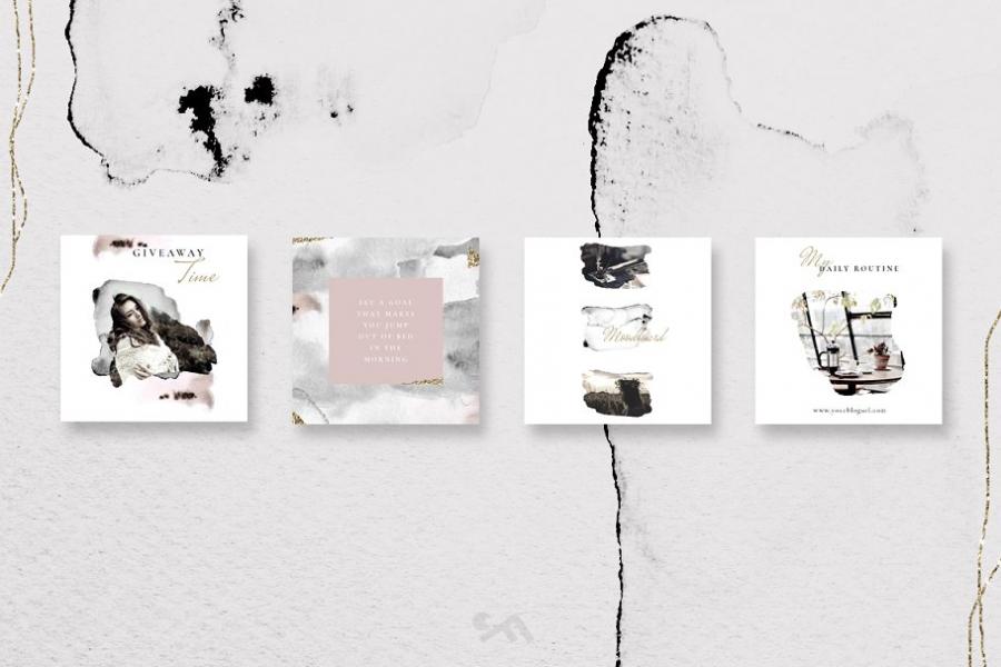 充满活力的水彩风格Instagram故事模板素材库精选插图(7)