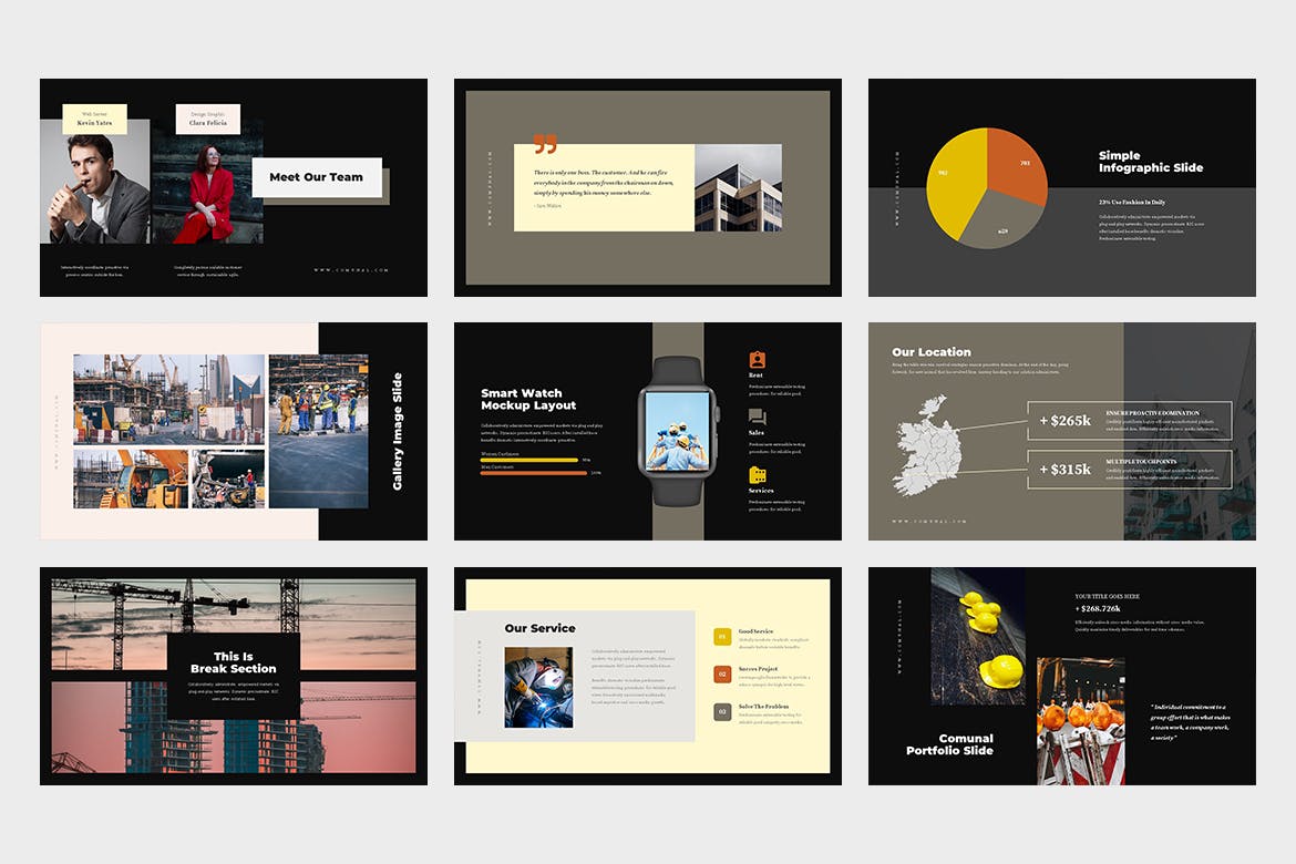 建筑与工程企业介绍/项目策划素材库精选PPT模板 Comunal : Construction & Engineering Powerpoint插图(3)