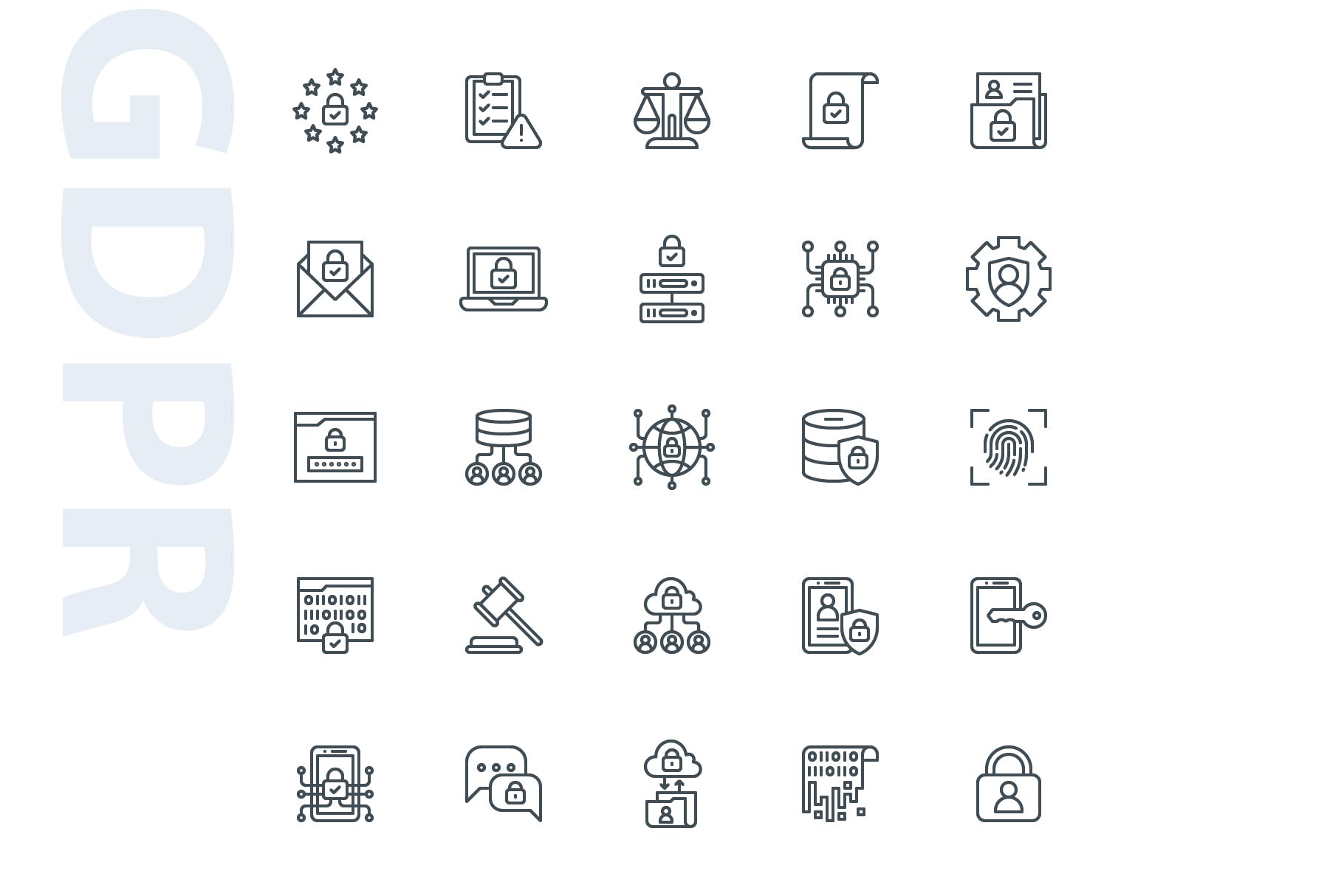 25枚GDPR通用数据保护条例主题线性素材库精选图标 GDPR Lineart插图(3)