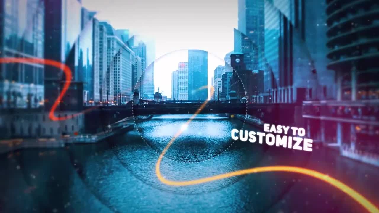 具有霓虹灯发光的闪烁笔触效果的AE精简版幻灯片模板