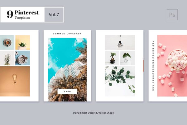 简约设计Pinterest社交媒体图片模板素材库精选Vol.7 Pinterest Templates Vol. 7