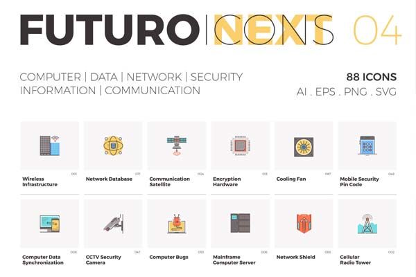 未来风格信息技术科技图标套装下载[Ai]