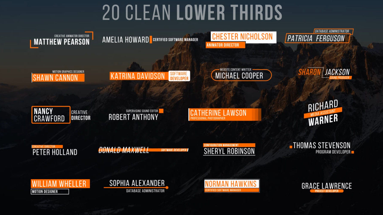 20个下三分之一全屏标题动画素材库精选AE模板