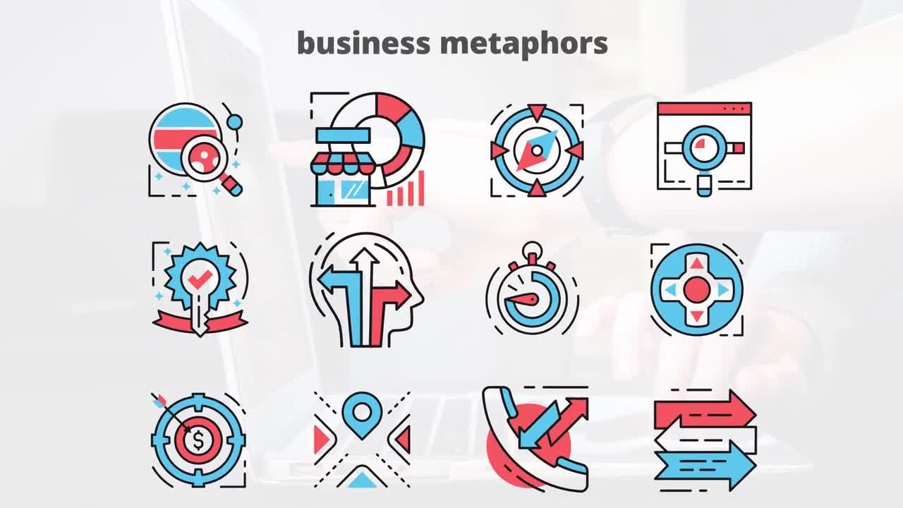 现代创意的商业隐喻平面动画图标素材库精选AE模板