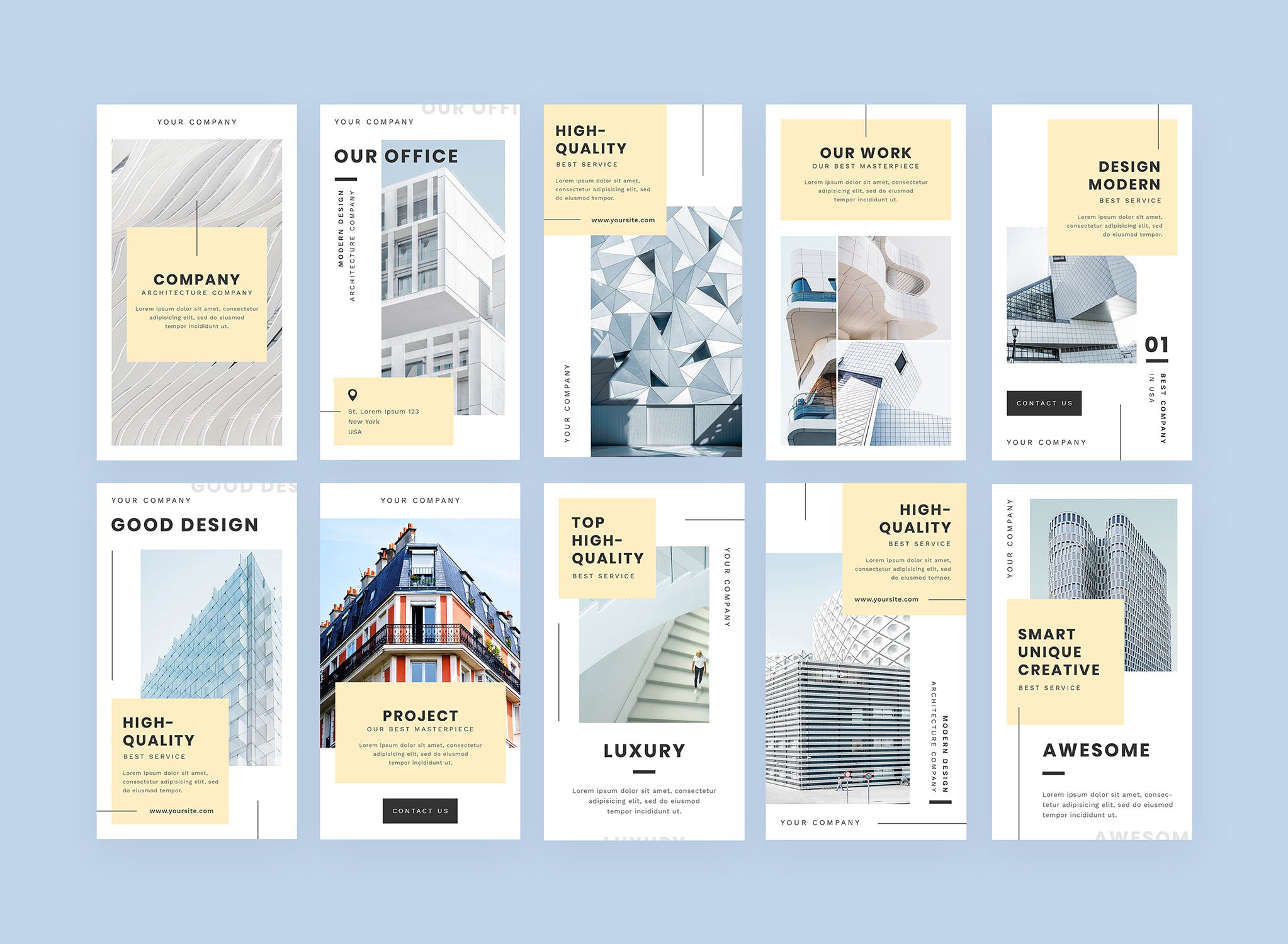 建筑设计品牌Instagram社交营销广告PSD模板素材库精选 Architecturo – Instagram Story Pack插图(1)